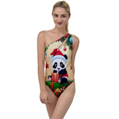 Schwarz Pandaweihnachten300dpi To One Side Swimsuit