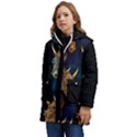 Schwarz pferde muster Kids  Hooded Longline Puffer Jacket View3