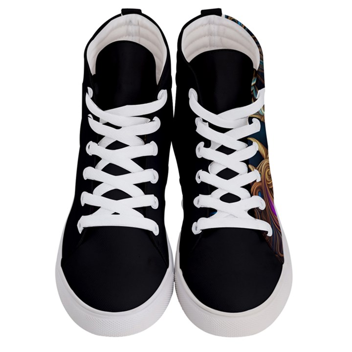 Schwarz pferde muster Men s Hi-Top Skate Sneakers