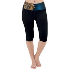 Schwarz Pferde Muster Lightweight Velour Cropped Yoga Leggings