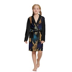 Schwarz Pferde Muster Kids  Long Sleeve Velvet Lounge Robe by 2607694c