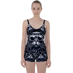 Schwarz Katze Punk Tie Front Two Piece Tankini by 2607694c