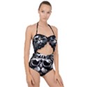 Schwarz katze punk Scallop Top Cut Out Swimsuit View1