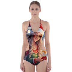 Christmas Greetings Cut-out One Piece Swimsuit by 2607694c