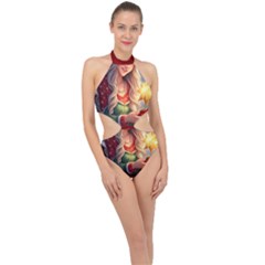 Christmas Greetings Halter Side Cut Swimsuit by 2607694c