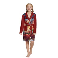 Christmas Greeting Kids  Long Sleeve Velvet Lounge Robe