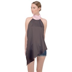 4 Farben Halter Asymmetric Satin Top