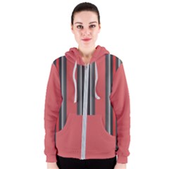 Rosa Grau Streifen Women s Zipper Hoodie by 2607694c