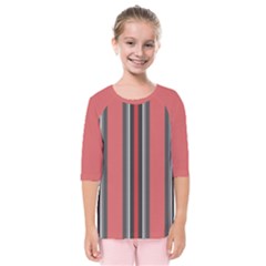 Rosa Grau Streifen Kids  Quarter Sleeve Raglan T-shirt