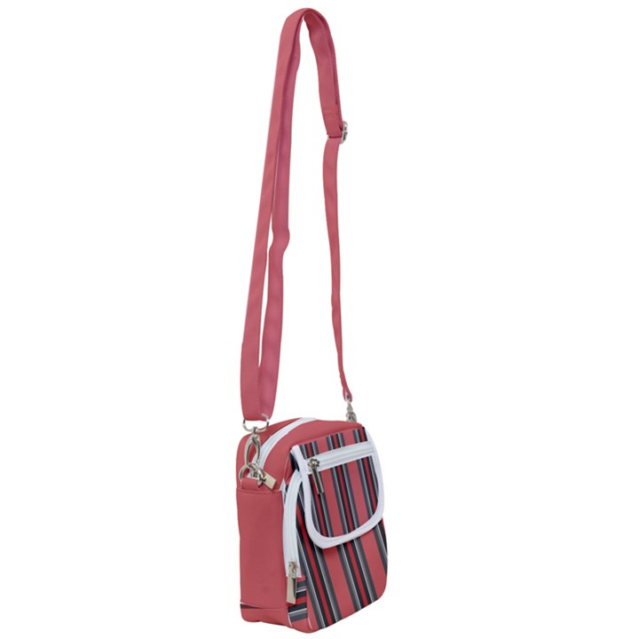 Rosa Grau Streifen Shoulder Strap Belt Bag