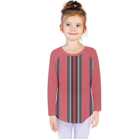 Rosa Grau Streifen Kids  Long Sleeve T-shirt by 2607694c