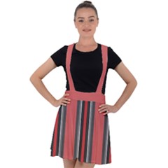 Rosa Grau Streifen Velvet Suspender Skater Skirt by 2607694c