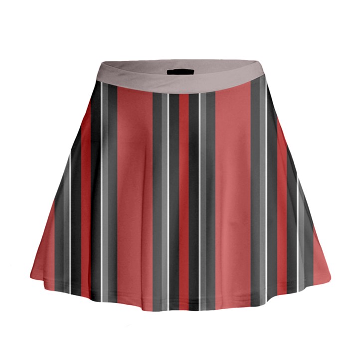 Rosa Grau Streifen Mini Flare Skirt