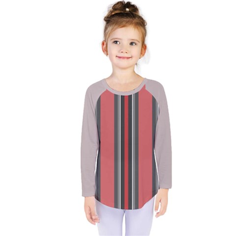 Rosa Grau Streifen Kids  Long Sleeve T-shirt by 2607694c