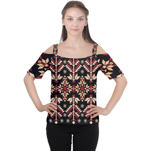 Vector Illustration Of Ukrainian Folk Seamless Pattern Ethnic Ornament Border Element Traditional Cutout Shoulder T-shirt by Bedest