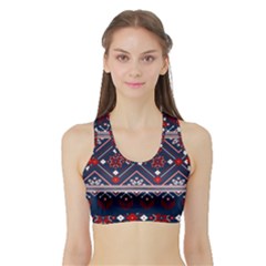 Ukrainian Folk Seamless Pattern Ornament Art Sports Bra With Border by Bedest