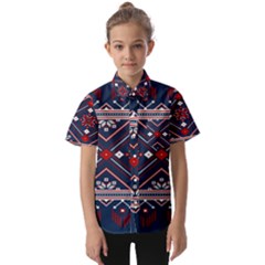 Ukrainian Folk Seamless Pattern Ornament Art Kids  Short Sleeve Shirt by Bedest