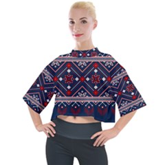 Ukrainian Folk Seamless Pattern Ornament Art Mock Neck T-shirt by Bedest