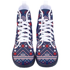 Ukrainian Folk Seamless Pattern Ornament Art Men s High-top Canvas Sneakers by Bedest