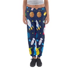 Big Set Cute Astronauts Space Planets Stars Aliens Rockets Ufo Constellations Satellite Moon Rover V Women s Jogger Sweatpants by Bedest