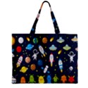 Big Set Cute Astronauts Space Planets Stars Aliens Rockets Ufo Constellations Satellite Moon Rover V Zipper Mini Tote Bag View1