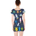 Big Set Cute Astronauts Space Planets Stars Aliens Rockets Ufo Constellations Satellite Moon Rover V Short Sleeve Bodycon Dress View2