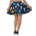 Big Set Cute Astronauts Space Planets Stars Aliens Rockets Ufo Constellations Satellite Moon Rover V Velvet Skater Skirt View2