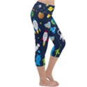 Big Set Cute Astronauts Space Planets Stars Aliens Rockets Ufo Constellations Satellite Moon Rover V Lightweight Velour Capri Yoga Leggings View3