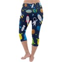 Big Set Cute Astronauts Space Planets Stars Aliens Rockets Ufo Constellations Satellite Moon Rover V Lightweight Velour Capri Yoga Leggings View4