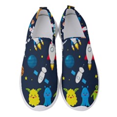 Big Set Cute Astronauts Space Planets Stars Aliens Rockets Ufo Constellations Satellite Moon Rover V Women s Slip On Sneakers by Bedest