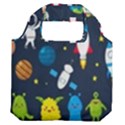 Big Set Cute Astronauts Space Planets Stars Aliens Rockets Ufo Constellations Satellite Moon Rover V Premium Foldable Grocery Recycle Bag View2