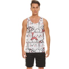 Cute Cat Chef Cooking Seamless Pattern Cartoon Men s Wide Collar Tank Top