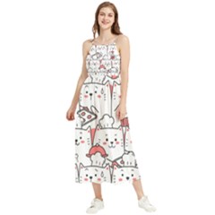 Cute Cat Chef Cooking Seamless Pattern Cartoon Boho Sleeveless Summer Dress by Bedest