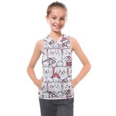 Cute Cat Chef Cooking Seamless Pattern Cartoon Kids  Sleeveless Hoodie by Bedest