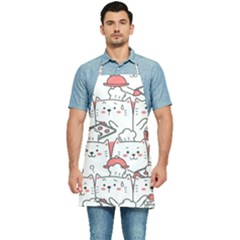 Cute Cat Chef Cooking Seamless Pattern Cartoon Kitchen Apron by Bedest