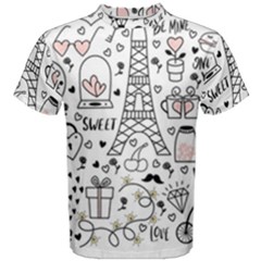 Big Collection With Hand Drawn Objects Valentines Day Men s Cotton T-shirt