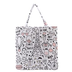 Big Collection With Hand Drawn Objects Valentines Day Grocery Tote Bag by Bedest