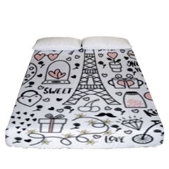 Big Collection With Hand Drawn Objects Valentines Day Fitted Sheet (california King Size) by Bedest