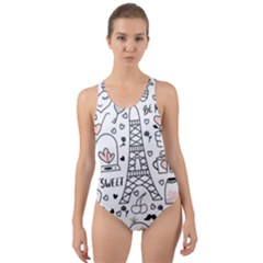 Big Collection With Hand Drawn Objects Valentines Day Cut-out Back One Piece Swimsuit