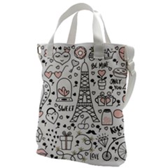 Big Collection With Hand Drawn Objects Valentines Day Canvas Messenger Bag by Bedest