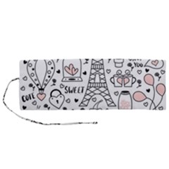 Big Collection With Hand Drawn Objects Valentines Day Roll Up Canvas Pencil Holder (m) by Bedest