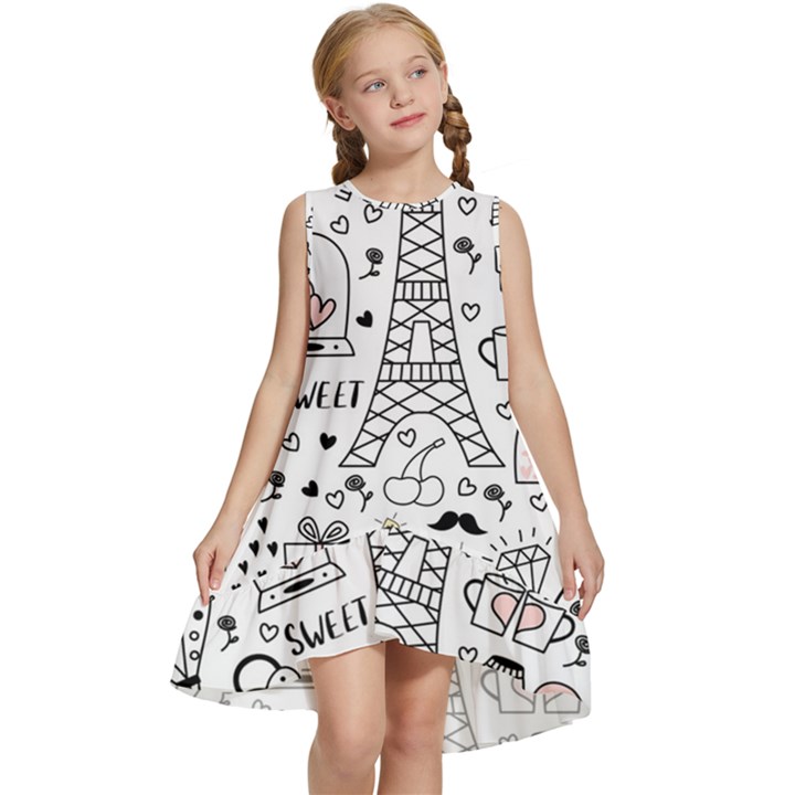 Big Collection With Hand Drawn Objects Valentines Day Kids  Frill Swing Dress