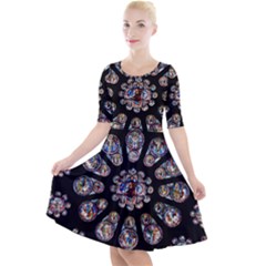 Photo Chartres Notre Dame Quarter Sleeve A-line Dress With Pockets by Bedest