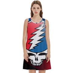 Grateful Dead Big Skull Round Neck Sleeve Casual Dress With Pockets