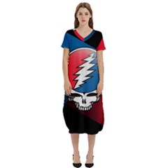 Grateful Dead Big Skull T-shirt Midi Dress With Pockets by Bedest