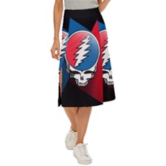 Grateful Dead Big Skull Midi Panel Skirt by Bedest