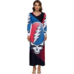 Grateful Dead Big Skull Long Sleeve Longline Maxi Dress by Bedest