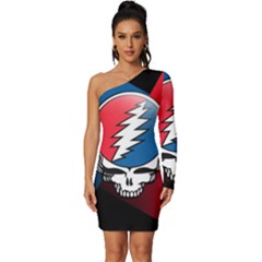 Grateful Dead Big Skull Long Sleeve One Shoulder Mini Dress by Bedest