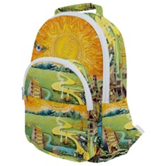 Grateful Dead Golden Road Rounded Multi Pocket Backpack by Bedest