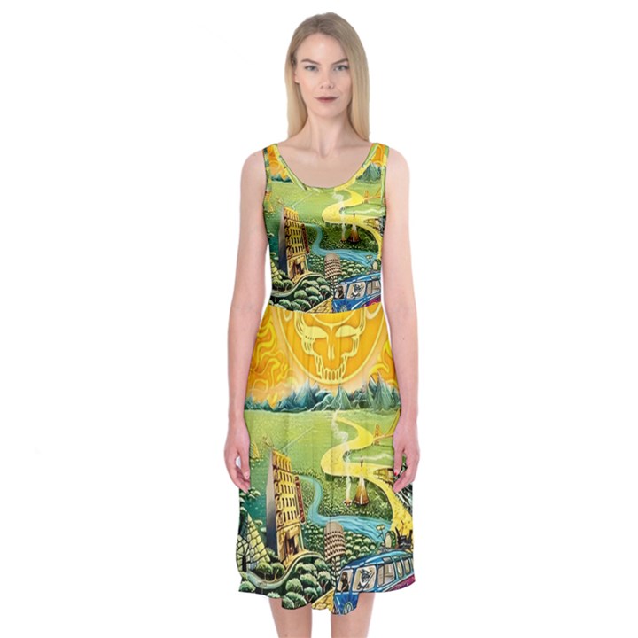 Grateful Dead Golden Road Midi Sleeveless Dress